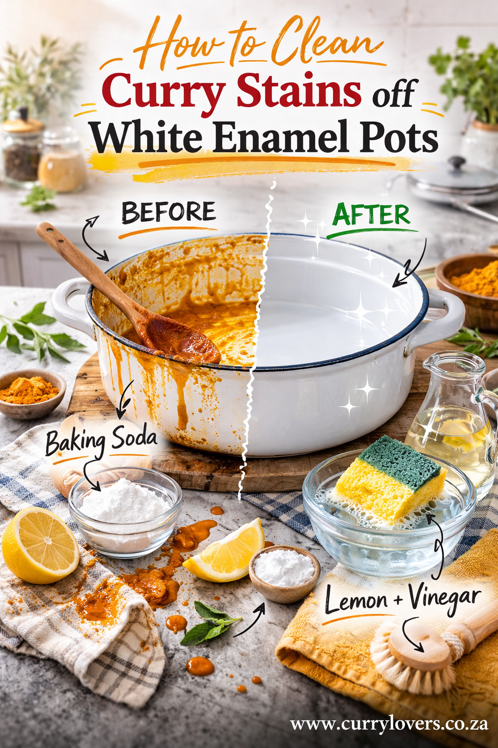 How to Clean Curry Stains Off White Enamel Pots